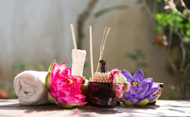 Spa Masaj sıkıştırma topları, bitkisel topu ve tedavi spa, Tayland, odağı seçin