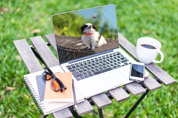 Werkruimte Chill Out Ontspannen Werken Voor Kantoor Laptop Smartphone Met — Stockfoto