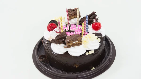 Ciasto czekoladowe na białym tle. Szczęście — Zdjęcie stockowe