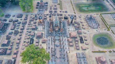 Sukhothai Tarih Parkı, Sukhothai, Tayland. Uçan drondan hava görüntüsü
