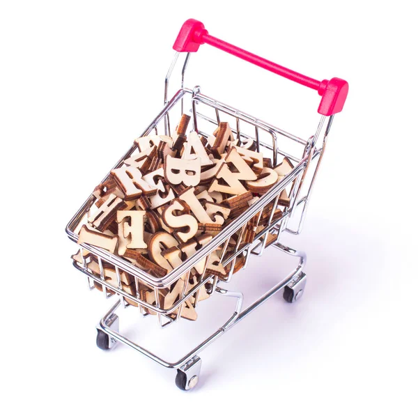 Shopping cart with alphabet — Stock Photo, Image