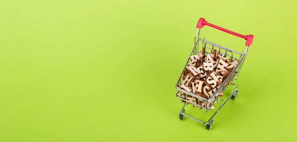Shopping cart with alphabet — Stock Photo, Image