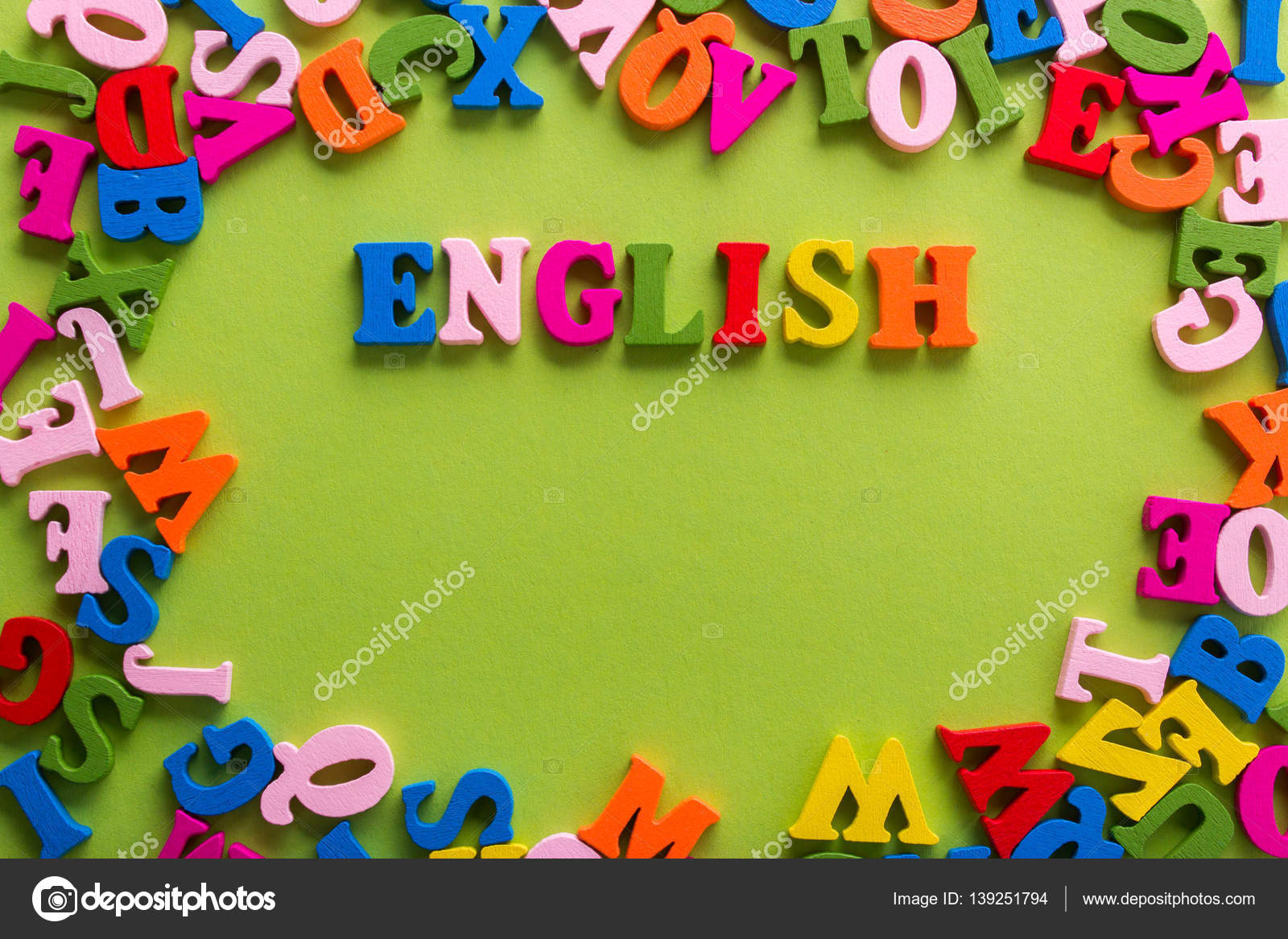 Word Of English Of Color Wooden Letters Of The Alphabet