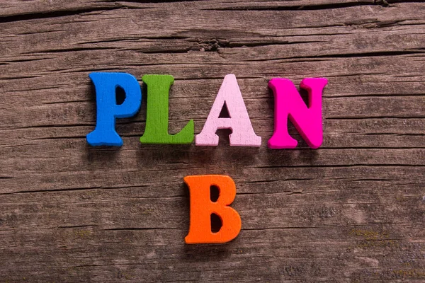 Plan B palabra hecha de letras de madera — Foto de Stock