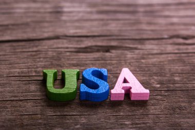 ABD kelime yapılmış ahşap mektupları