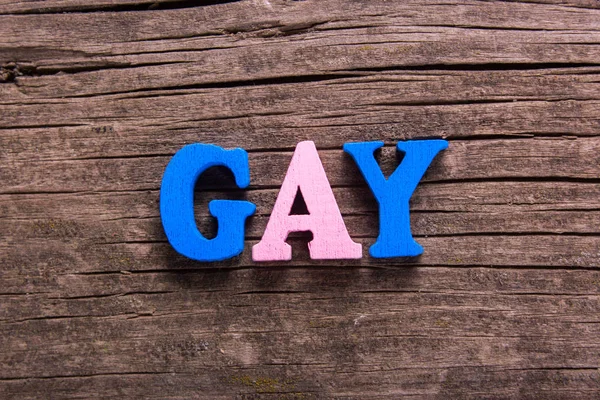 게이 단어 만든 나무 편지 — 스톡 사진