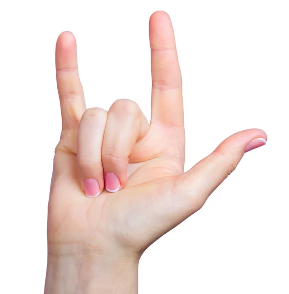 Рок-н-рол жіночий знак рук — стокове фото
