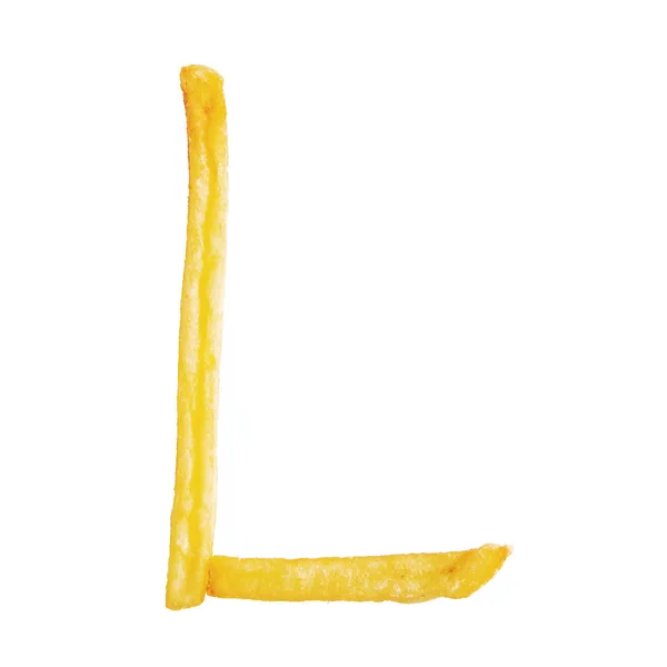 Carta L feita de batatas fritas — Fotografia de Stock