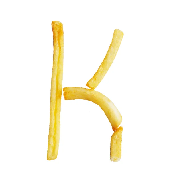 Carta K feita de batatas fritas — Fotografia de Stock