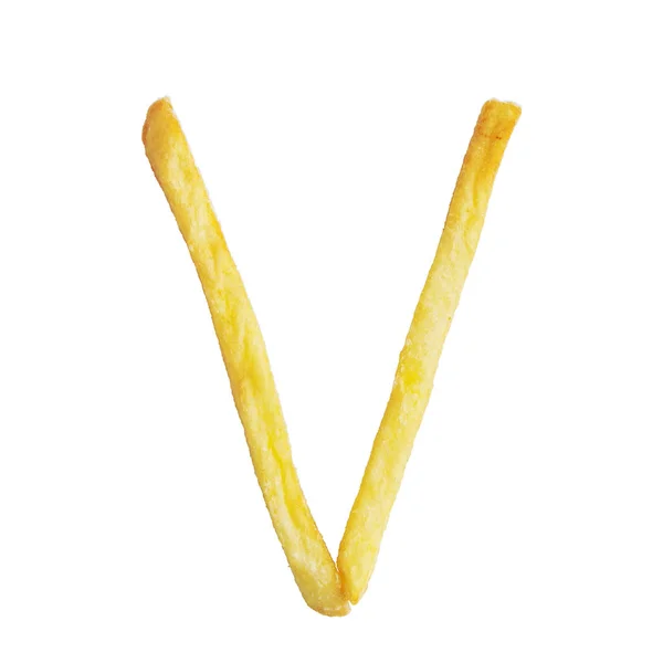 Buchstabe v aus Pommes frites — Stockfoto