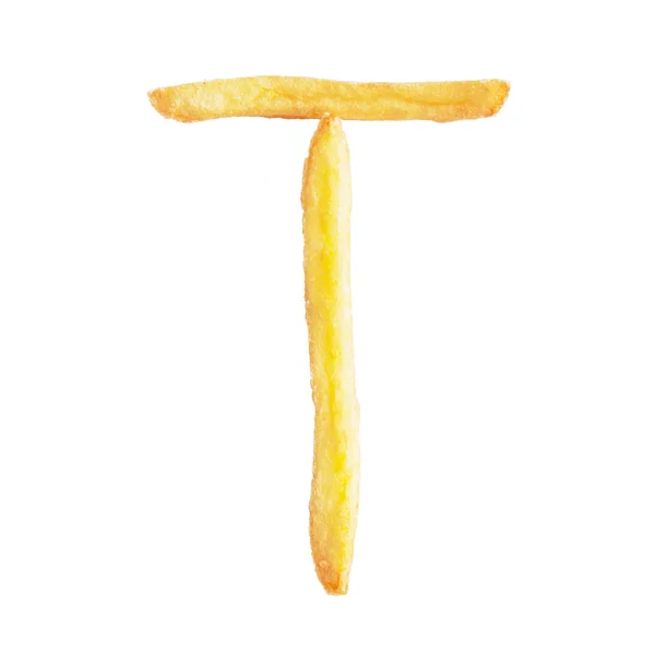 Carta T feita de batatas fritas — Fotografia de Stock