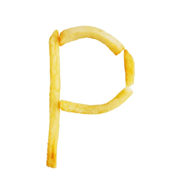 Letra P hecha de papas fritas —  Fotos de Stock
