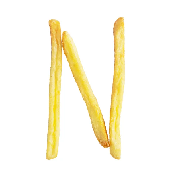 Letra N hecha de papas fritas — Foto de Stock