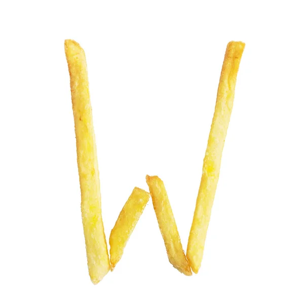 Γράμμα W, κατασκευασμένο από τηγανιτές πατάτες — Φωτογραφία Αρχείου