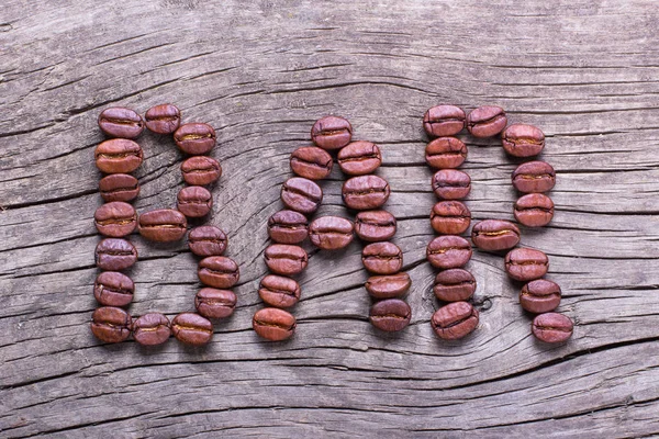 Word Bar from coffee beans