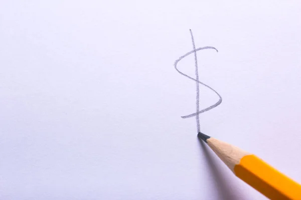 Σύμβολο δολαρίου ζωγραφισμένα με μολύβι. Κενό χώρο για το κείμενο — Φωτογραφία Αρχείου