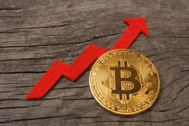 Bitcoin büyüyen ve ok grafik kadar büyüyen