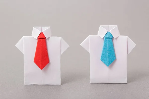 Oficinistas Con Camisa Corbata Papel Origami Copiar Espacio Para Texto — Foto de Stock