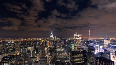Manhattan cityscape gökdelenler ile New York City (panorama Üstten Görünüm