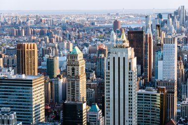 Manhattan cityscape gökdelenler ile New York City (Üstten Görünüm)