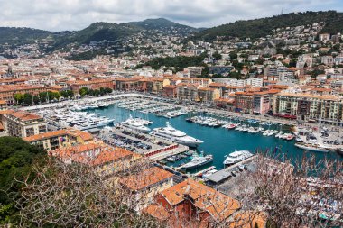 Yatlar Nice, French Riviera, Fransa ile bağlantı noktasının Üstten Görünüm