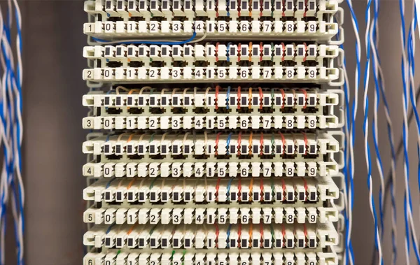 telephone switchboard panel and wires