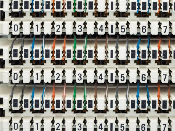 Telephone switchboard panel and wires — Stock Photo, Image