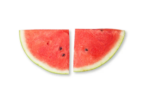 Skivad vattenmelon isolerad på vit bakgrund. Ovanifrån, sommar eller mat koncept — Stockfoto