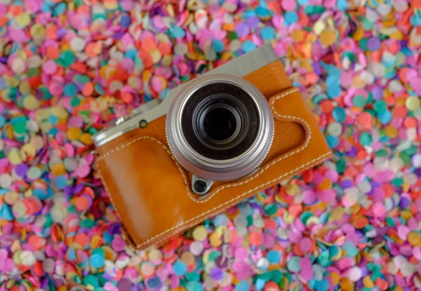 stylish camera leather case for paper confetti