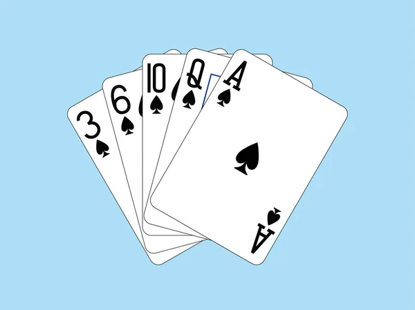 Hrací karty - Flush Piková — Stockový vektor