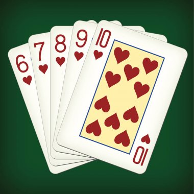 Straight Flush kalpler altı on - iskambil vektör çizim için gelen