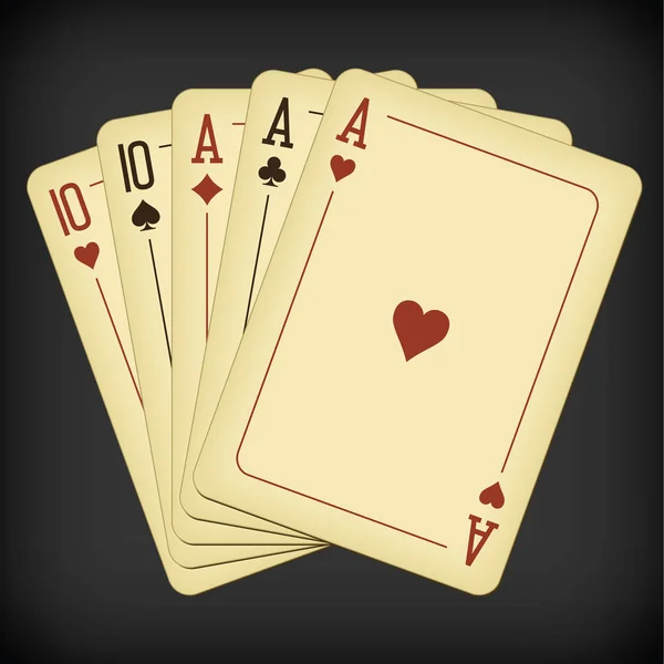 Full house - ilustração vetorial de cartas de baralho vintage —  Vetores de Stock