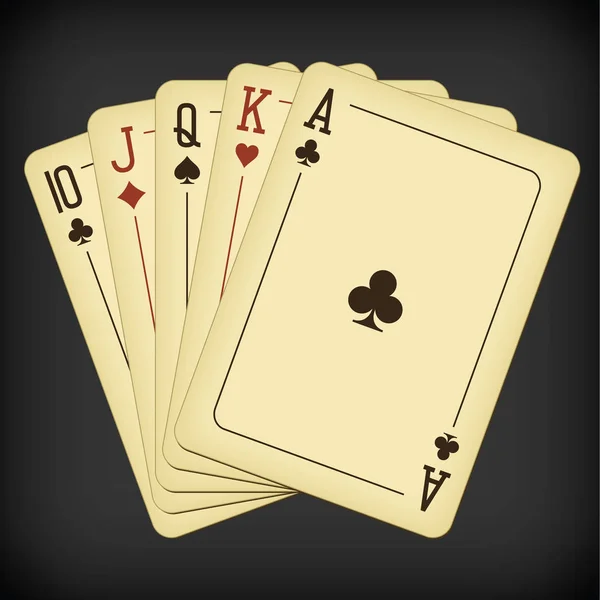 Straight from Ten to Ace - illustration vectorielle de cartes à jouer vintage — Image vectorielle