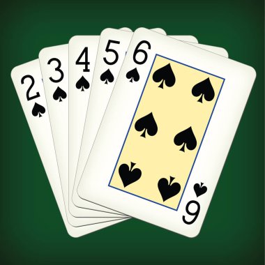 Straight Flush maça 2-altı - iskambil vektör çizim