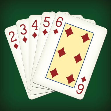 Straight Flush elmas 2-altı - iskambil vektör çizim