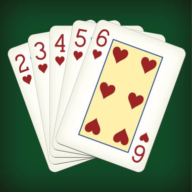 Straight Flush kalpler 2-altı - iskambil vektör çizim