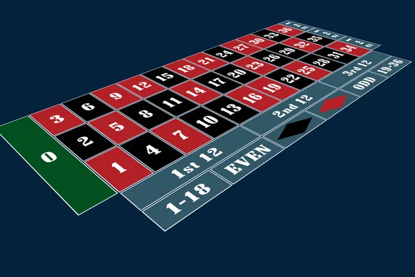 Roulette européenne traditionnelle Illustration vectorielle de perspective de table — Image vectorielle