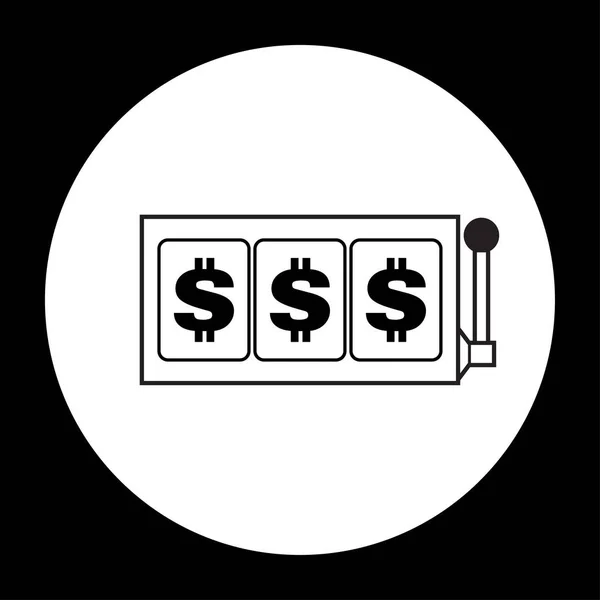 Dólar ranura carretes icono negro y blanco vector de ilustración — Archivo Imágenes Vectoriales