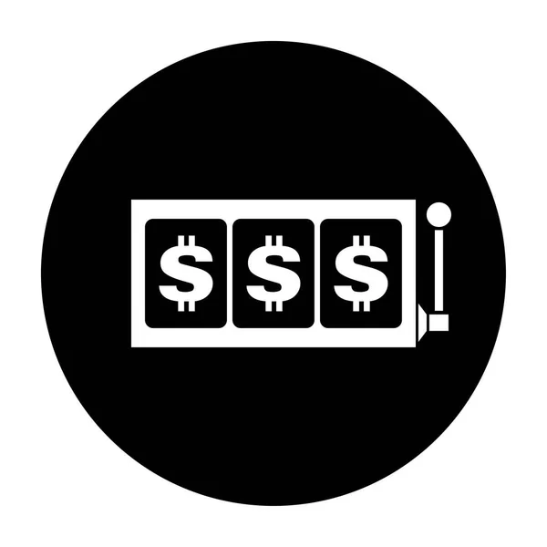 Dollar slot rouleaux icône noir et blanc vecteur illustration — Image vectorielle