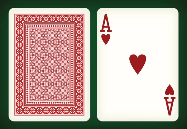 Eso srdcové - hraní karet vektorové ilustrace — Stockový vektor