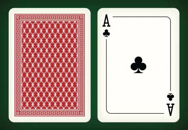 Ás de paus - ilustração vetorial de cartas de baralho — Vetor de Stock