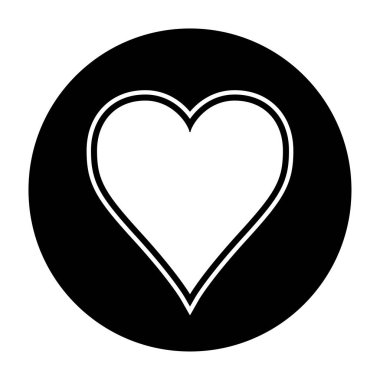Kalp simgesi siyah beyaz vektör çizim