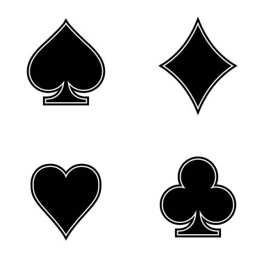 Siyah ve beyaz iskambil takım elbise Icon set