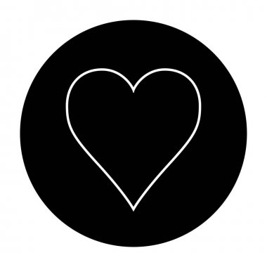 Kalp simgesi siyah beyaz vektör çizim