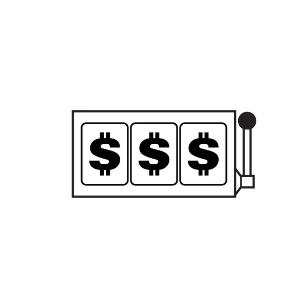 Dólar ranura carretes icono negro y blanco vector de ilustración — Archivo Imágenes Vectoriales