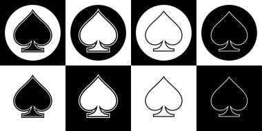 Siyah ve beyaz spade sembol simge seti