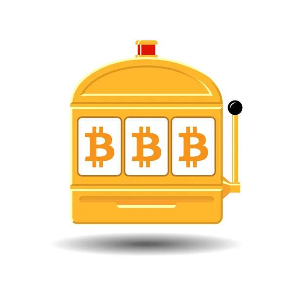 Bitcoin máquina tragaperras icono vector ilustración — Vector de stock