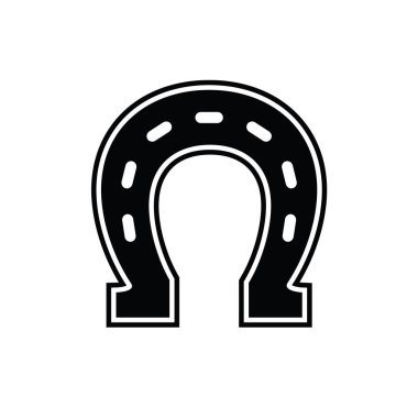 Şanslı at nalı siyah beyaz vektör çizim