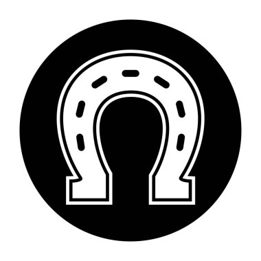 Şanslı at nalı siyah beyaz vektör çizim