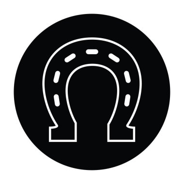 Şanslı at nalı siyah beyaz vektör çizim